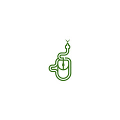 Snake wriggling around computer mouse logo idea.