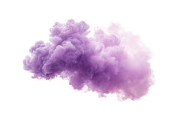 Fototapeta premium Dense purple cloud formation with rich violet and magenta tones creating dramatic atmospheric cloud texture, isolated on a transparent background