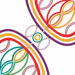 Abstract Color Line Shapes Pattern on White Background.