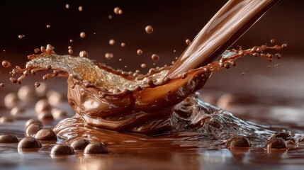 Liquid chocolate pouring in smooth stream  highquality image