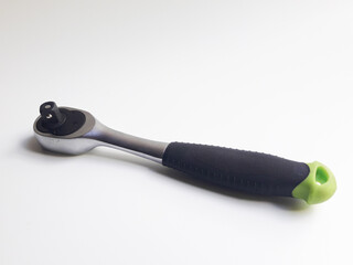 Ratchet wrench handle or ratchet shock wrench isolated on white background.