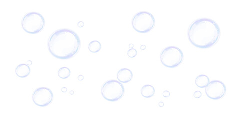 Soap vector bubbles PNG. Falling and flying bubbles effect, Holiday bubbles.