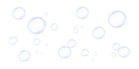 Soap vector bubbles PNG. Falling and flying bubbles effect, Holiday bubbles.