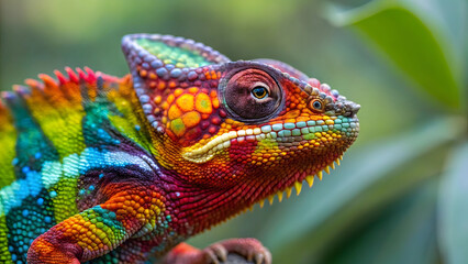 Green iguana lizard closeup showing detailed scales and eye