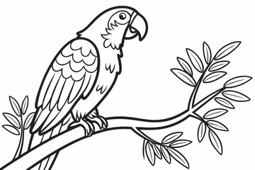 Fototapeta premium coloring page line art the parrot black vector