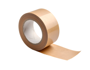 Roll of brown adhesive tape on a white background