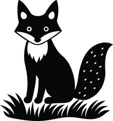 Obraz premium a cute fox sitting on grass.eps