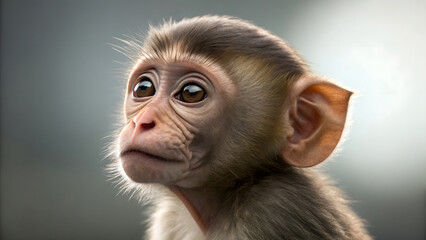 Obraz premium Baby macaque monkey looking curious