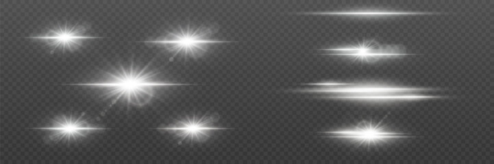 Set of realistic light glare and flash effects. On a transparent background © Oleksandr