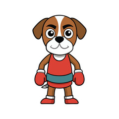 Boxer dog character wearing red boxing gloves and shorts canine animal
