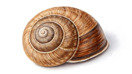 Macro close-up brown snail with a spiral shell