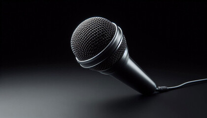 Microphone on a simple solid black background