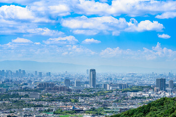 箕面の山から撮影した大阪北部の都市風景　【大阪都市風景】
