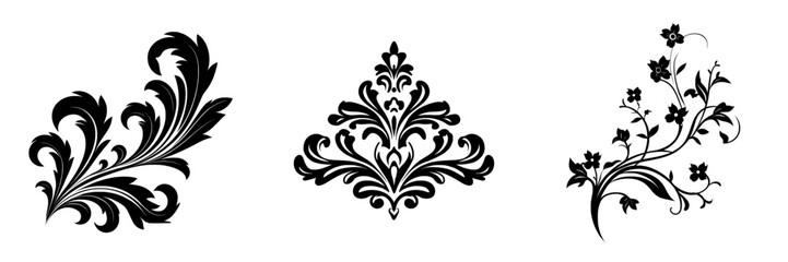 The silhouette of a classic floral pattern is shown in isolation on a white background