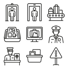 Body airport icon security guard safety passport tray vector metal luggage notice