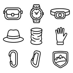 Trail watch vector gear sun utility icon glove icons hiking belt wristband