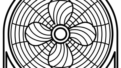 Obraz premium Stylized black and white line art of a vintage electric fan