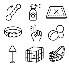 Vector crate icons cue soft behavior collar muzzle icon redirection spray tools