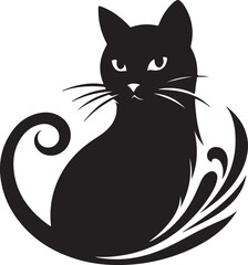 Elegant Black Cat Silhouette Design