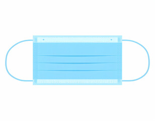 Obraz premium Blue medical face mask vector on white background. Simple and clean design, ideal for health, protection, and safety-themed concepts or infographics. 