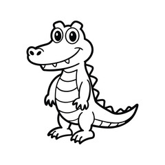 Obraz premium Happy cartoon alligator standing on white character silhouette
