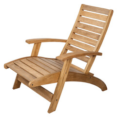 Isolated Teak Lounge Chair Outdoor Furniture for Relaxation and Transparent Style