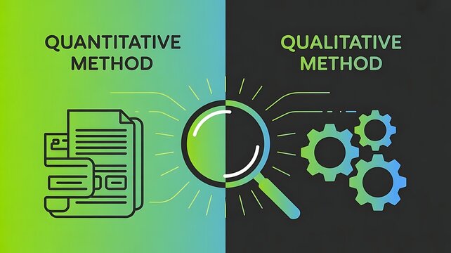  Quantitative method and qualitative method research development project concept, banner design, web header, poster, created with generative ai