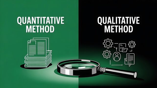  Quantitative method and qualitative method research development project concept, banner design, web header, poster, created with generative ai