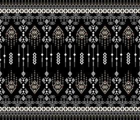 Abstract geometric fabric art, ethnic, native, full-panel pattern, black and white tone, for textile, clothing, pillows, curtains, carpets, vector illustration.