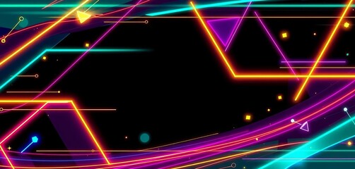 Abstract neon shapes, energetic lines, glowing digital elements forming vibrant cybersport banner,  background,  glitch