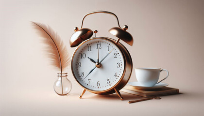 Classic alarm clock on a simple solid white background