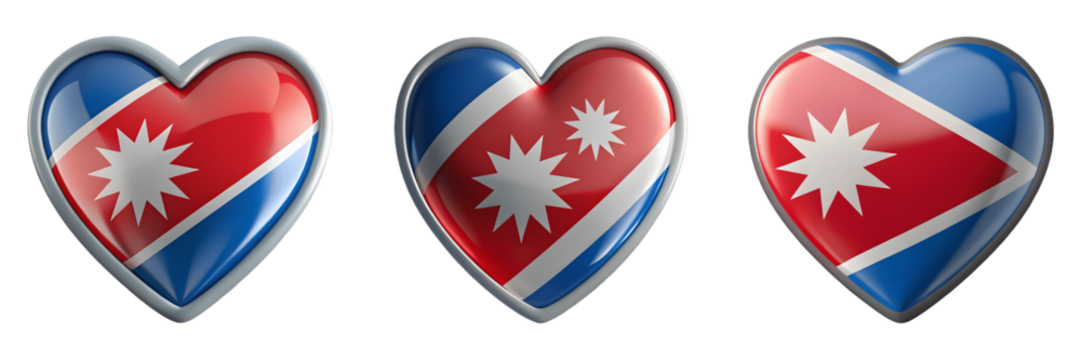 Set For hearts display the flag of nepal isolated on transparent background