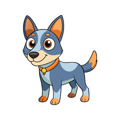 Playful blue heeler dog character illustration australian cattle dog puppy