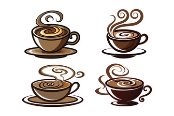 coffee cup upside down with steam swirling outward forming spiral shapes eps