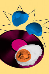 Banner pop 3d zine full collage of psychedelic image vinyl plate retro party disco ball egg shell...