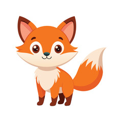 Adorable cartoon fox with big eyes and fluffy tail animal illustration