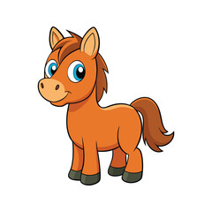Adorable cartoon horse with big blue eyes and a happy expression equine animal