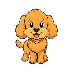 Obraz premium Adorable cartoon golden doodle dog wearing a collar puppy illustration