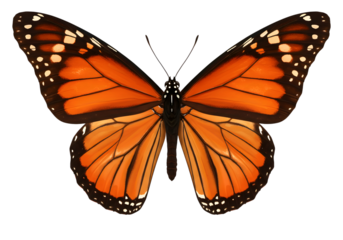 A beautiful monarch butterfly isolated on transparent background
