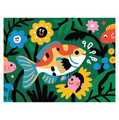 Fish Vector Illustration – Colorful Aquatic Animal Design