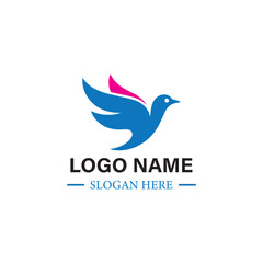 Modern Blue Bird Logo Design – Sleek Branding Template with Editable Text.