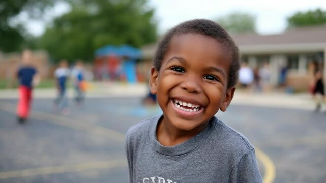 Happy young boy outdoors