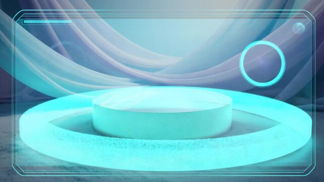 Product showcase display background with blue and purple cloth for digital marketing use case
