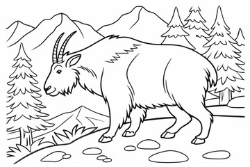 coloring page line art the takin black vector