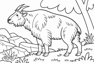 coloring page line art the takin black vector