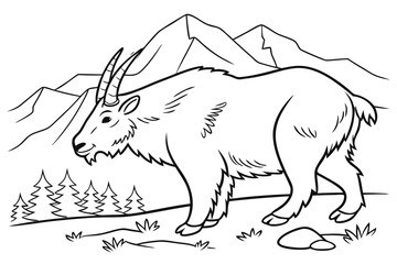 coloring page line art the takin black vector