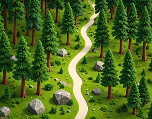 Forest path, cartoon style