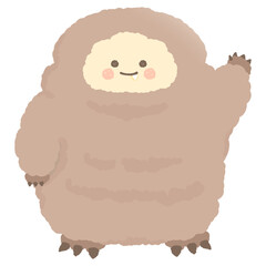 Naklejka premium Cute bigfoot raising his hand