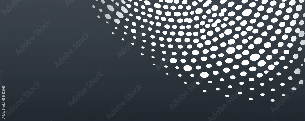 Poster abstract dotted pattern with white circles on dark background
