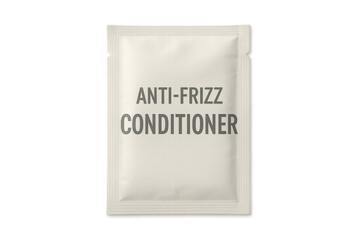 Anti-frizz conditioner sachet on transparent background for mockup